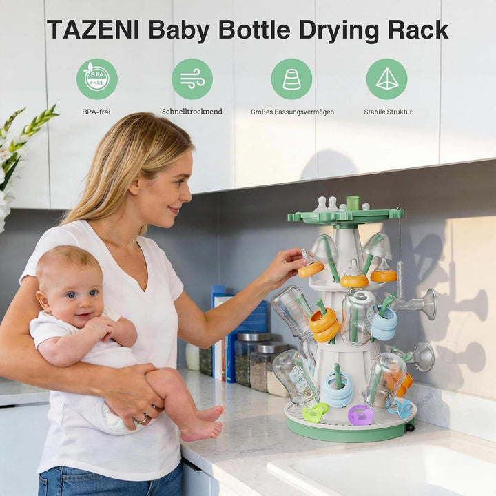 Trockenständer Babyflaschenr, 20 Haken abtropfgestell flaschen, platzsparender Stand Arbeitsplatte T