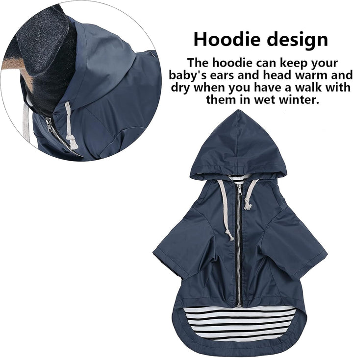 MOREZI Wind&Wasserdicht Hunderegenmantel mit Beinschutz & Fest Kapuze - Leichtes Outdoor - Für klein