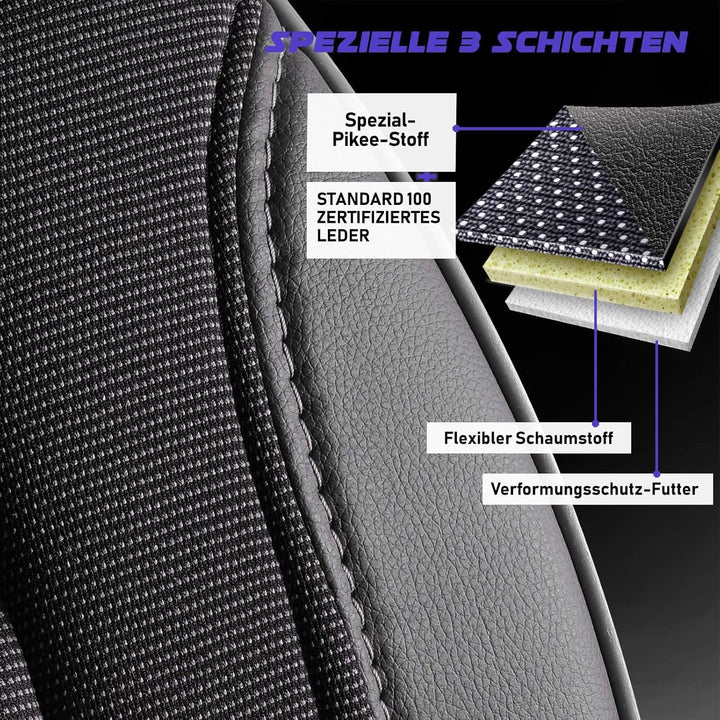 Autositzbezüge Universal für PKW & SUV - Premium Vordersitze Auto Sitzbezug aus Piqué-Stoff, Schwarz