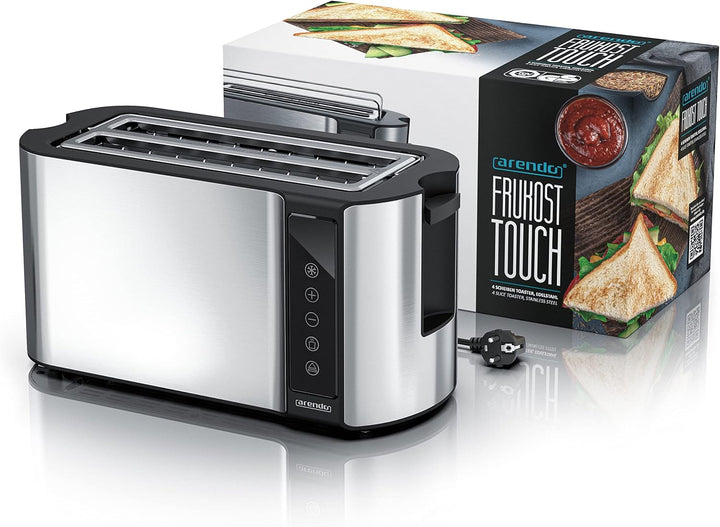 Arendo - Edelstahl Toaster Langschlitz 4 Scheiben - Touchscreen – Doppelwandgehäuse – 1500 W – Integ