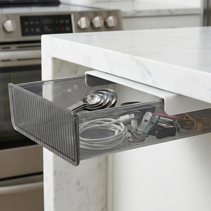 MUKSEUT 3 Stück Selbstklebende Schublade Unter Schreibtisch, 21x17x6cm Versteckte Unterbau Schublade