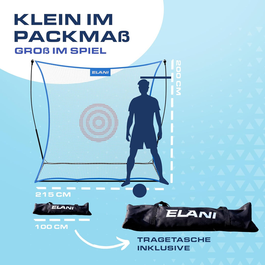 ELANI - Rebounder für Fussball - Spass für die ganze Familie - extra Grosses Netz mit Zielscheibe -