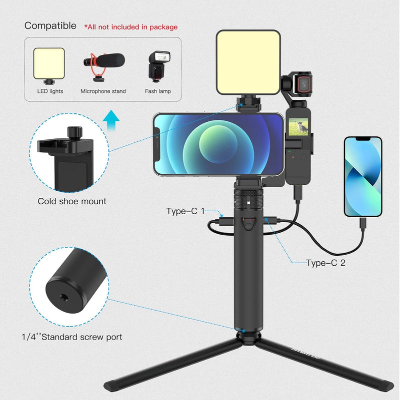 Smatree 2022 Powerbank mit Dreibeintativ Kompatibel mit DJI Osmo Pocket 2/ DJI Osmo Pocket 1, 5000mA