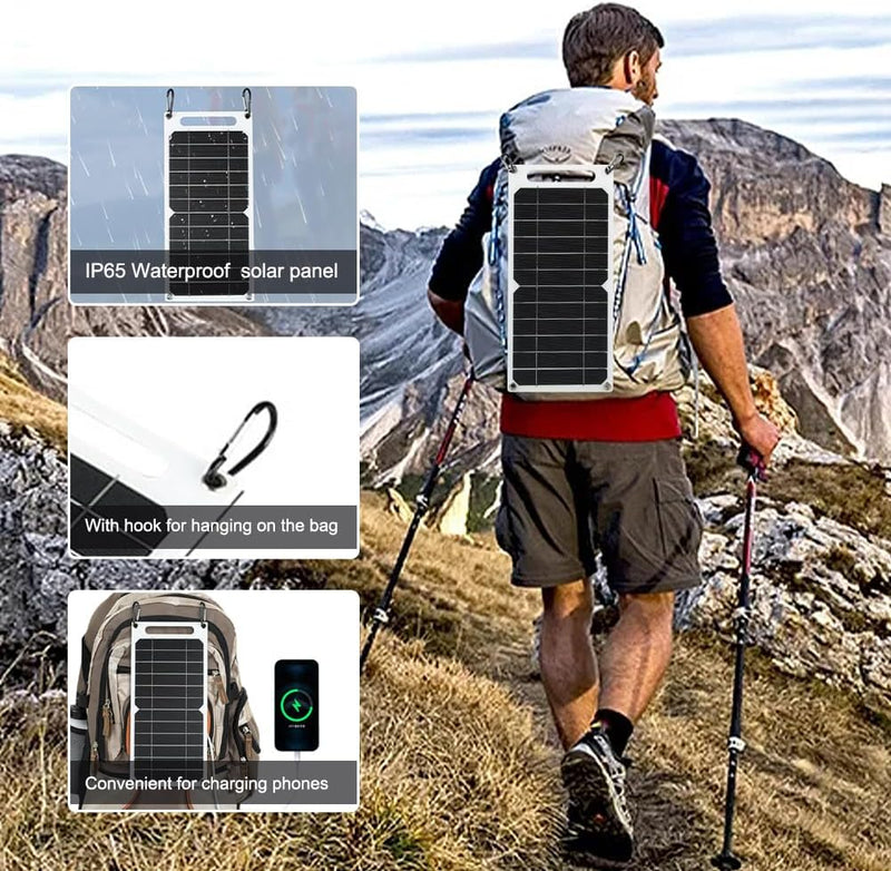 YOUNICE 6W Tragbares Solarladegerät Wasserdicht Solarpanel mit 5V USB Solar Handy Ladegerät für Outd