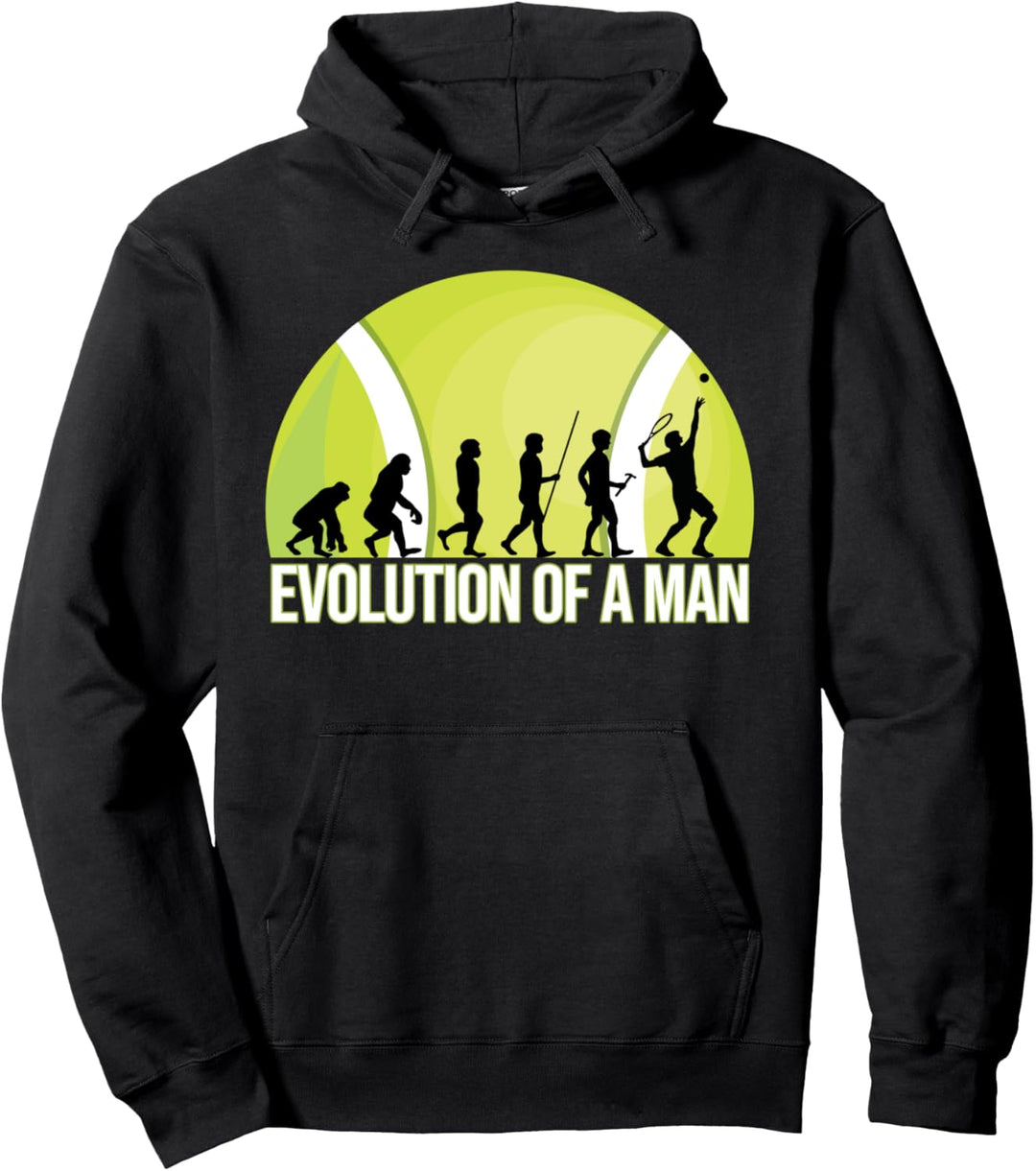 Tennis Evolution mit Tennisball Tennisdress Tennisschläger Pullover Hoodie