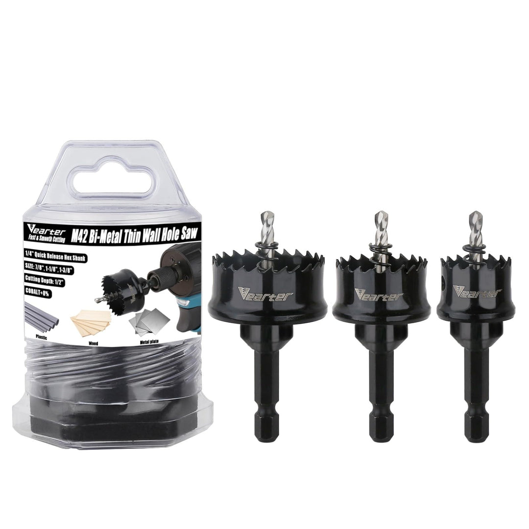 Bi-Metall-Lochsägen-Set, 3-teilig, 2,2 cm bis 3,5 cm M42 Bimetall-Lochsägen-Set, dünnwandiger Kobalt