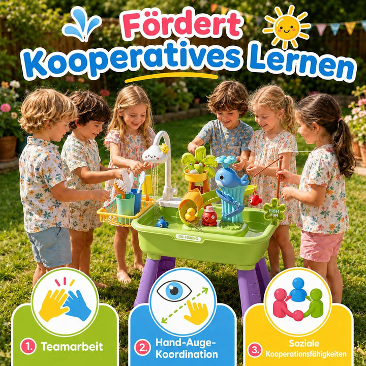 4-in-1 Spielspüle - Wassertisch Mit Pumpe Und Fliessendem Wasser | Sand Und Wasser Spielzeug | Angel