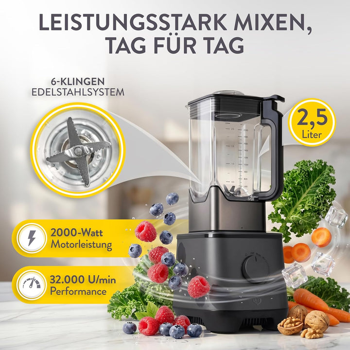 SPRINGLANE Hochleistungsmixer Hanno 2000 W, 32.000 U/min, 4 Programme, Selbstreinigungsfunktion, Sta