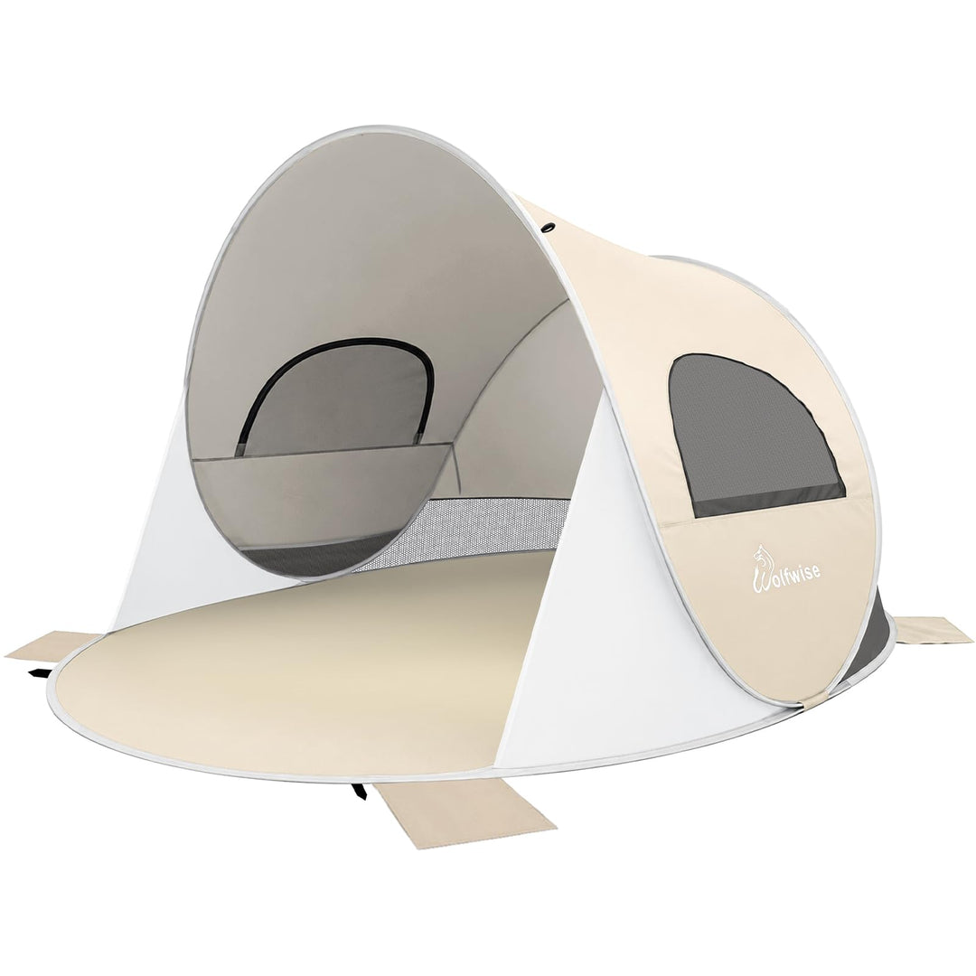 Wolfwise Pop Up Strandmuschel für 6 Personen, Sofort Aufbau, UV-Schutz 50+, Wasserabweisend, Belüfte