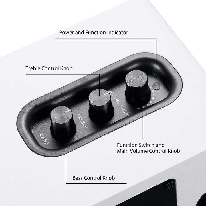 Sanyun SW208 3" Aktive Bluetooth 5.0 Regallautsprecher - 60W-Kohlefaser-Lautsprechereinheit - eingeb
