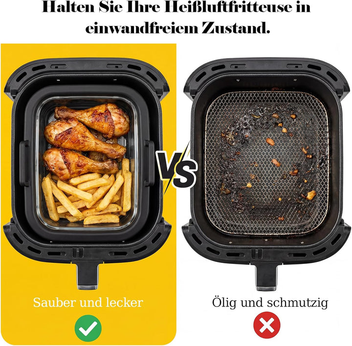 2 Stück Airfryer Zubehör für Ninja AF400EU/AF500EU/SL400EU COSORI Heissluftfritteuse 2 Kammern,Aufla