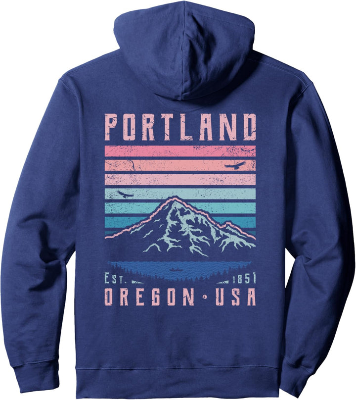 Portland Oregon Retro Mountain Home State Vintage Mt. Hood Pullover Hoodie