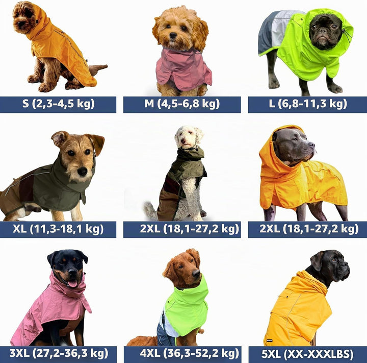 Spark Paws Hunderegenmantel, wasserdichte, Winddichte Regenjacke, für kleine, mittelgrosse, grosse u