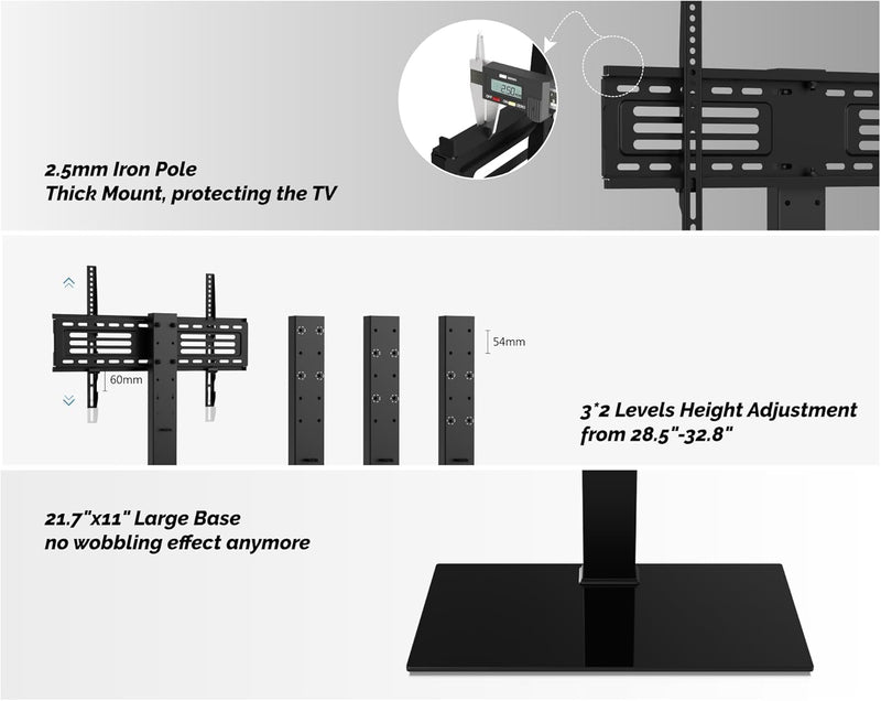 FITUEYES TV Standfuss TV Ständer für 40-75 Zoll LCD LED OLED Plasma Flach & Curved Fernseher bis zu