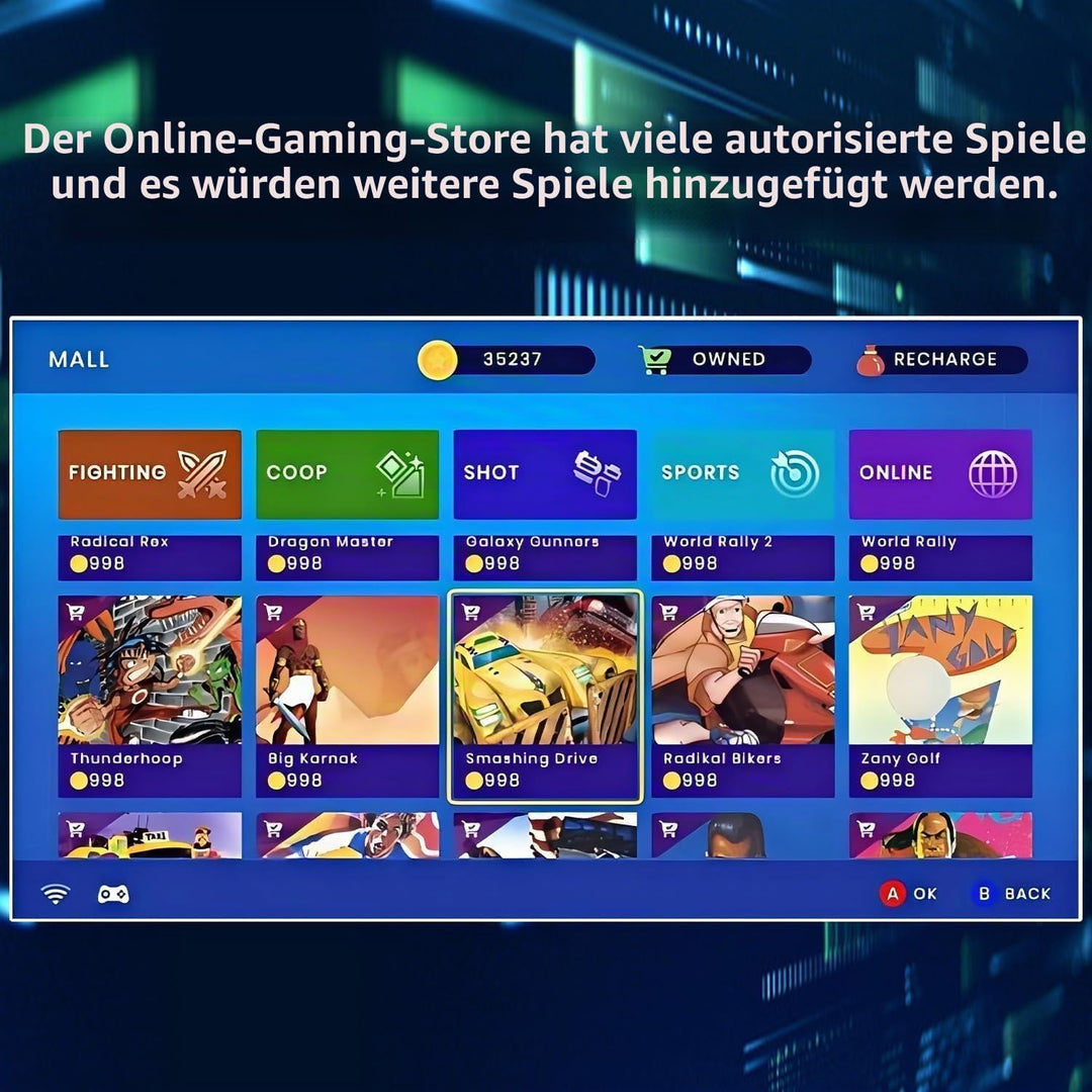 GO15 Retro-Videospielkonsole, Integrierte 12 VISCO- und 18 PIKO-Retro-Spiele mit echter Lizenz, Unte