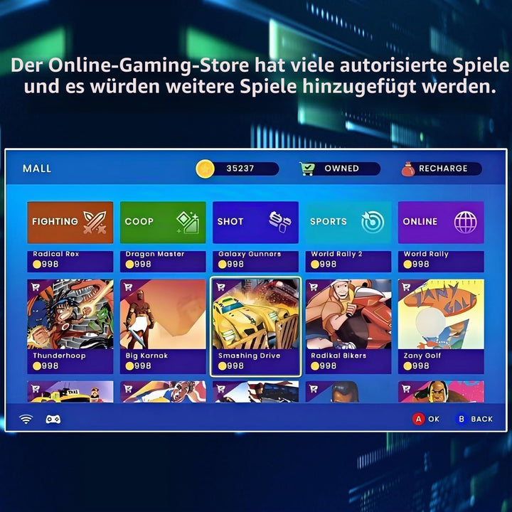 GO15 Retro-Videospielkonsole, Integrierte 12 VISCO- und 18 PIKO-Retro-Spiele mit echter Lizenz, Unte