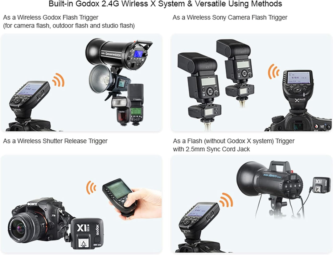 Godox Xpro-S Xpro S Blitzauslöser für Sony Kamera, 2,4 GHz 1/8000s HSS TTL, Godox Xpro-S Wireless Fl