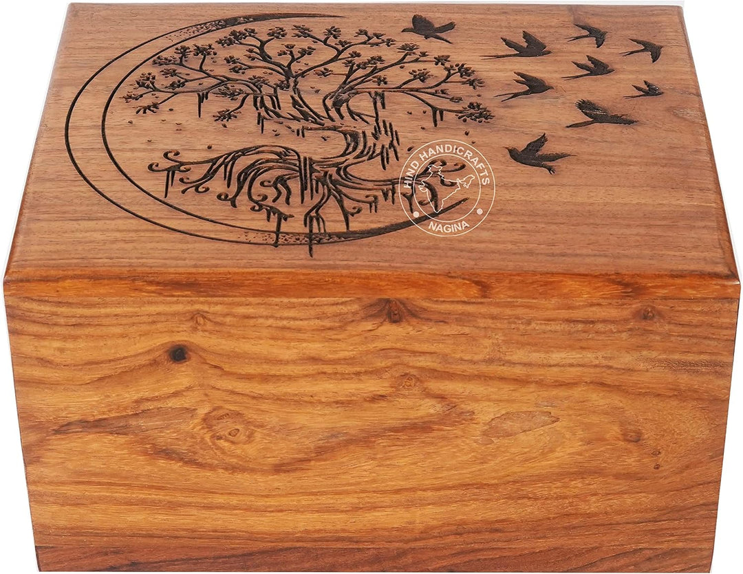 Rosewood Top Gravierte Holzurne für menschliche Asche Erwachsene – handgefertigte Beerdigung Gedenk-