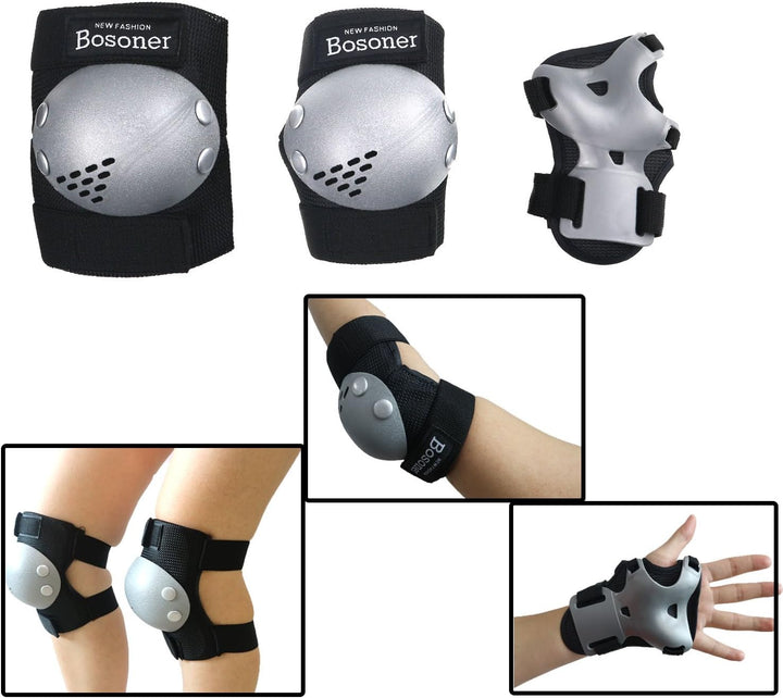 BOSONER Knieschoner Kinder Schoner Inliner Protektoren 6er Set Schützer Inliner Inline Skates Knie U