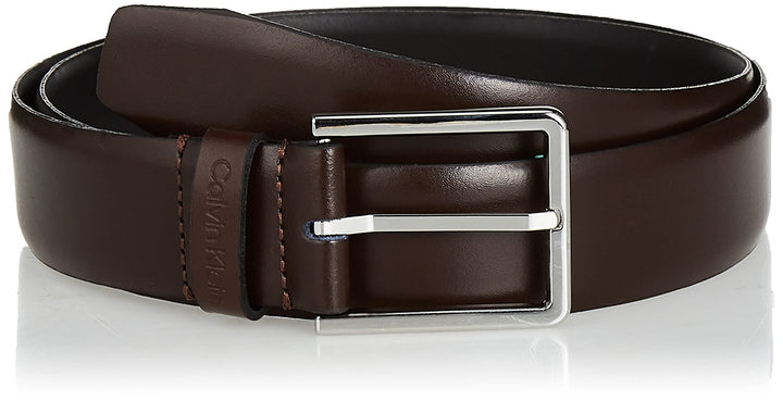 Calvin Klein Herren Gürtel 3.5 cm Bombed Belt Ledergürtel, Braun (Dark Brown), 95 cm