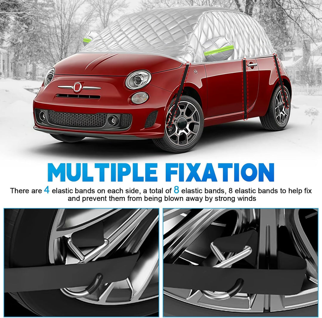 Hagelsichere Autoabdeckung Winter Passend für FIAT 500 2007-2025, Auto Halbgarage Abdeckplane Wasser
