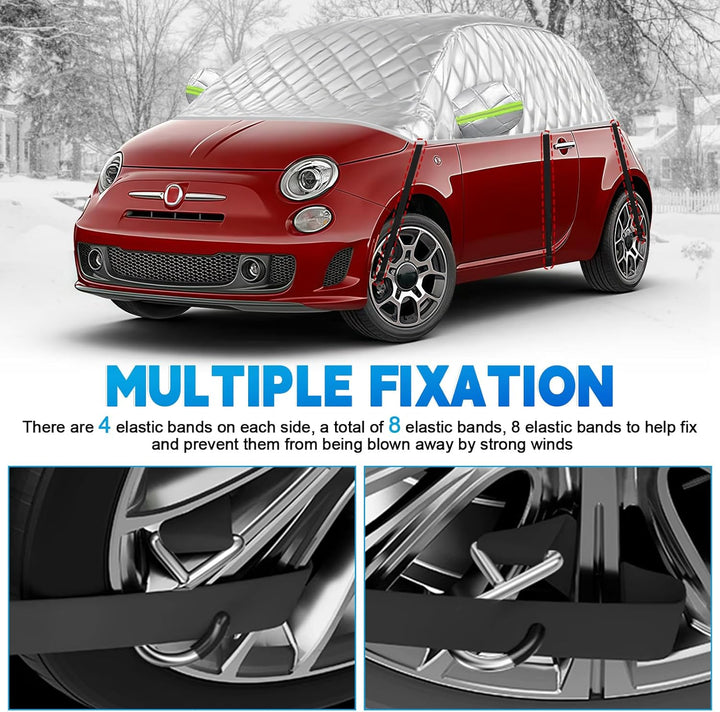 Hagelsichere Autoabdeckung Winter Passend für FIAT 500 2007-2025, Auto Halbgarage Abdeckplane Wasser
