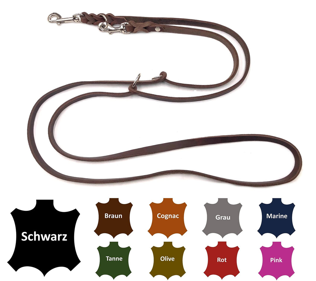 Hundeleine Fettleder kleine Hunde/grosse Hunde 2m / 2,40m / 2,80m / 3,50m / 5m Doppelleine verstellb
