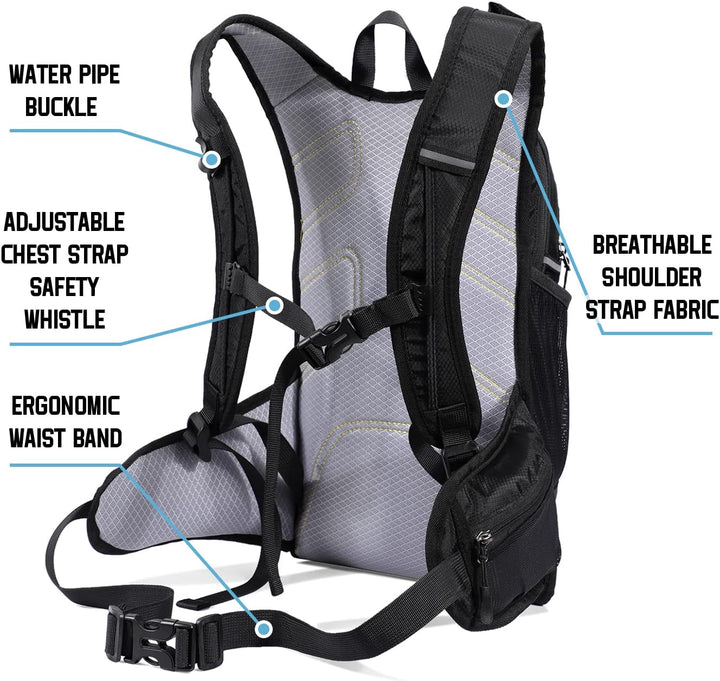 BBAIYULE® Trinkrucksack, isolierter Trinkrucksack mit 2 l BPA-freier Wasserblase, für Laufen, Wander