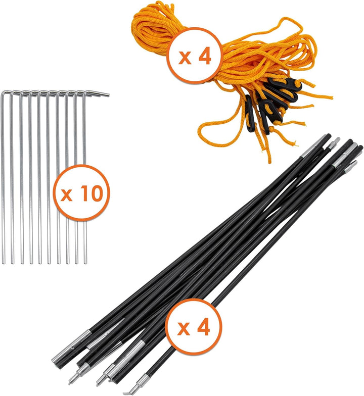 Strand Windschutz grau mit Tragetasche - 400 x 140 cm - Camping Sichtschutz mit Seil und Heringen -
