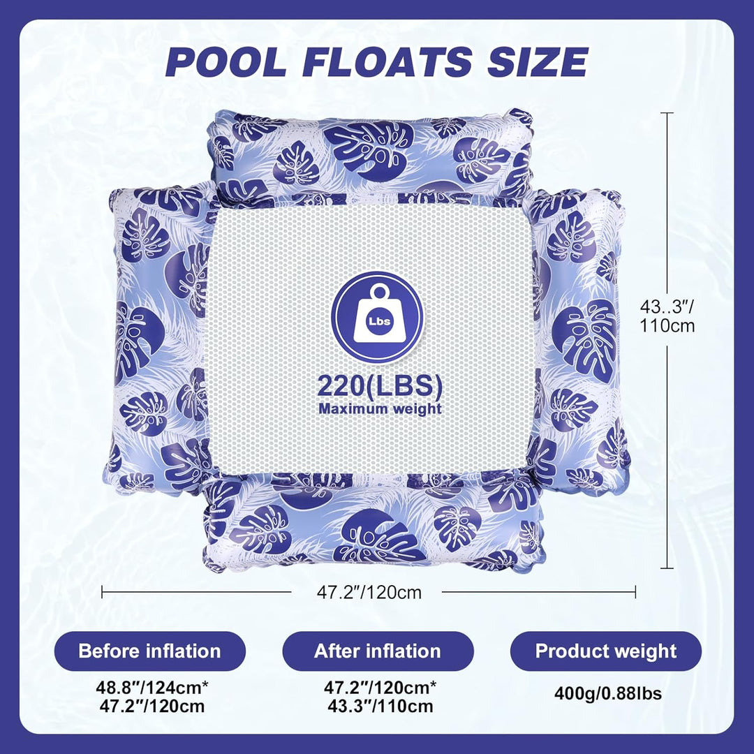2 Stück 4-in-1-Wasserhängematte,Aufblasbare Pool-Schwimmsitze,Aufblasbares Schwimmbett, Poolzubehör,
