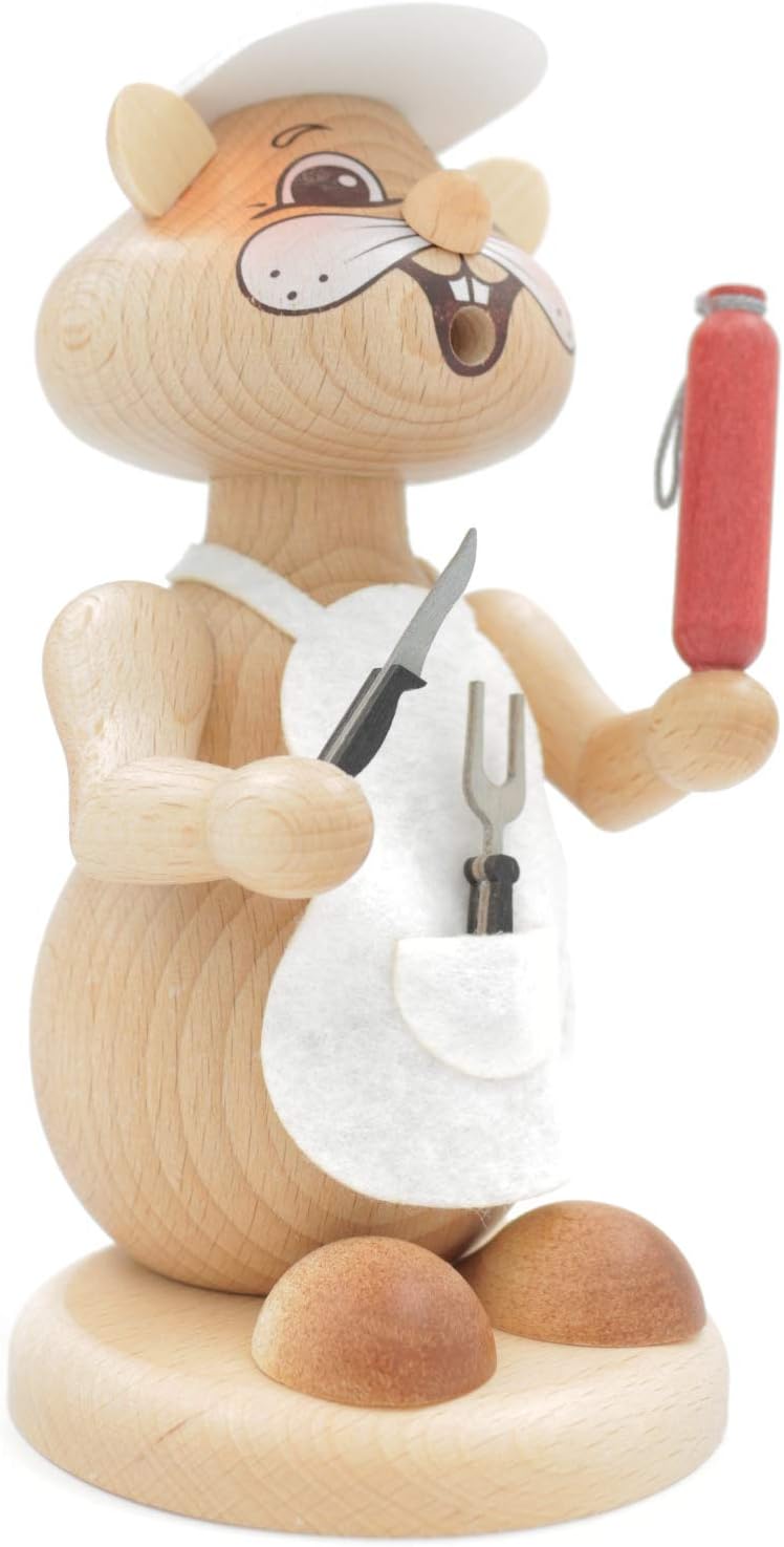 Kuhnert - Erzgebirgische Holzkunst Räuchermann Räucherfigur Hamster 20cm - Fleischer, Fleischer
