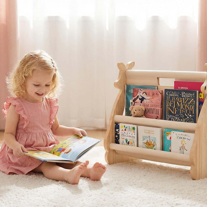 Kinder Bücherregal aus Holz,Geräumiges Bücherregal fürs Kinderzimmer Kinderregal für Bücher Spielzeu