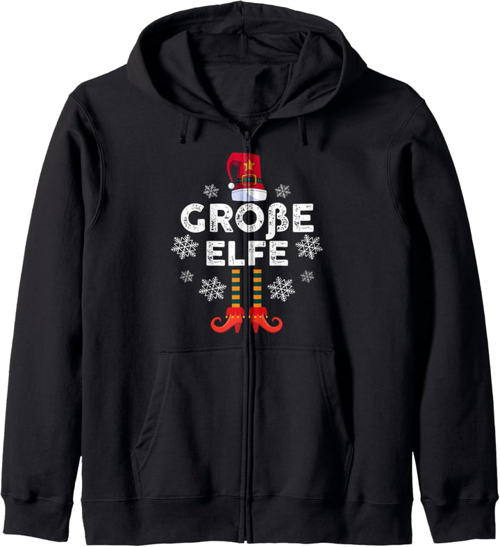 Grosse Elfe Elfen Familien Weihnachts Outfit Weihnachtself Kapuzenjacke
