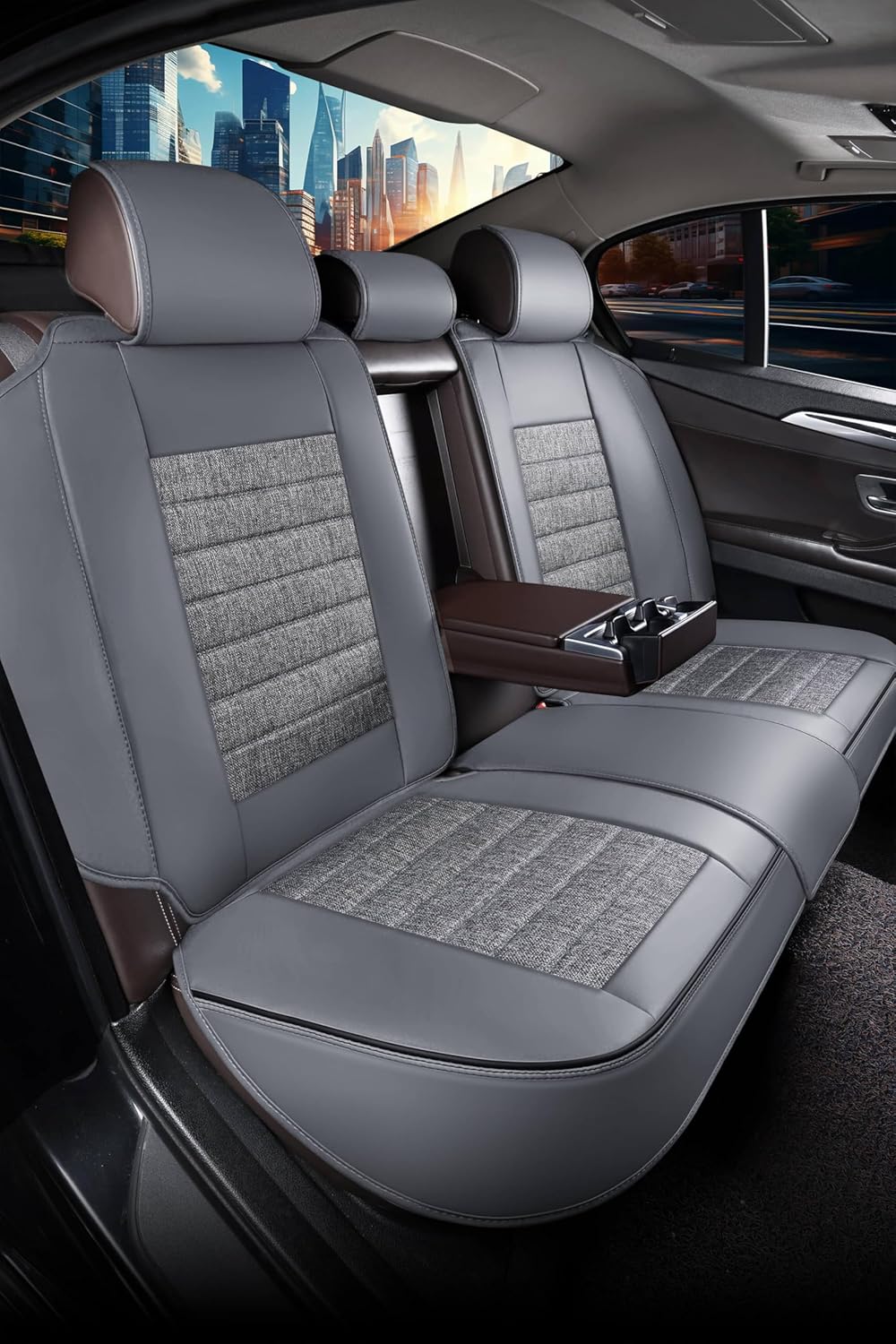 Schonbezüge Sitzbezüge Komplettset für VW T-Roc Bj ab 2017 in Grau FNL2