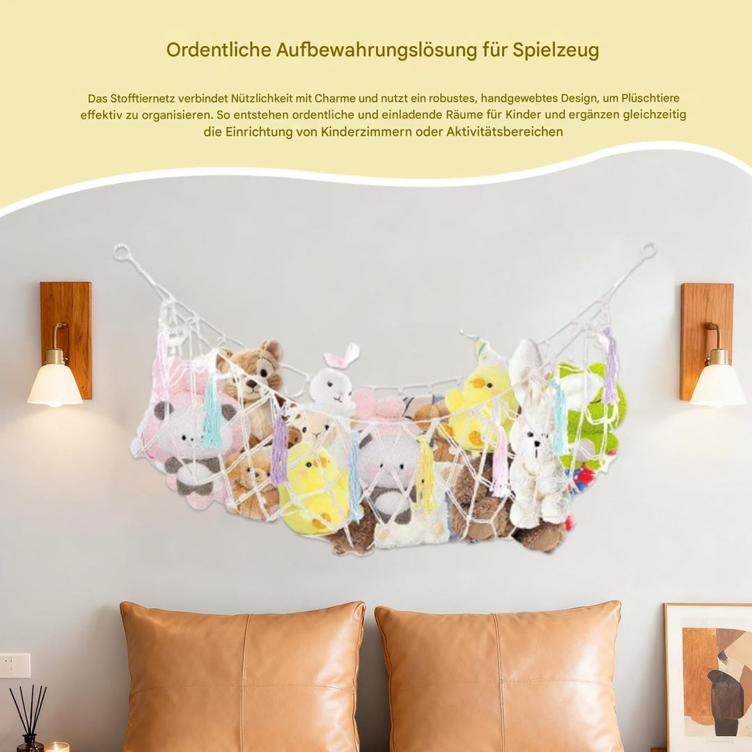 Stofftier Hängematte | Grosse Boho Wandmontage Robust,Niedliches Plüsch Aufbewahrungsnetz Spielzeug