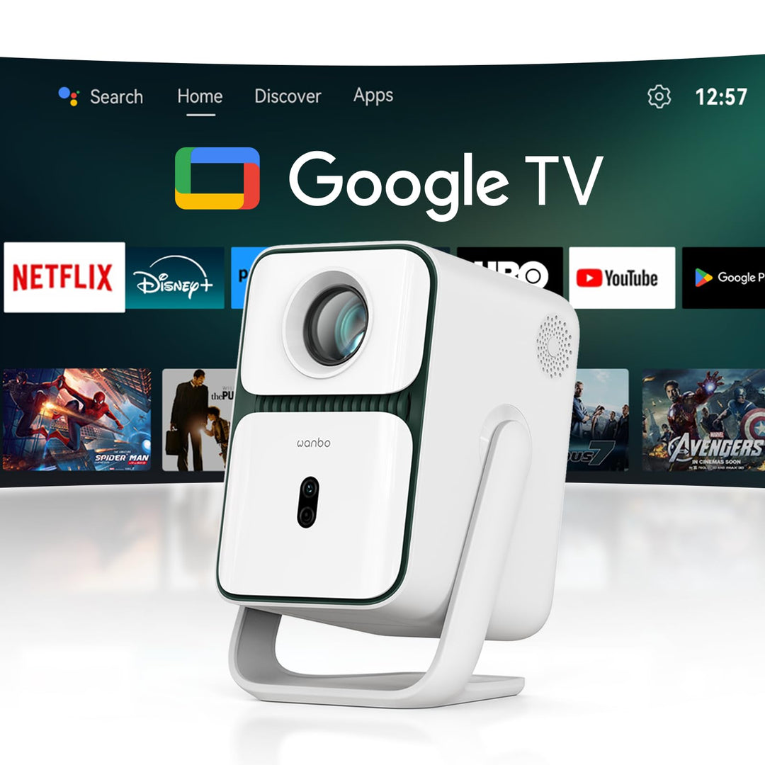 WANBO T2 Ultra Smart Beamer Google TV 14, Netflix/Live TV, Native 1080P, 500 ANSI, KI Autofokus Trap