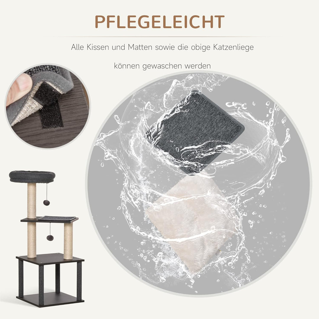 PawHut Katzenkratzbaum Katzenspielzeug Kletterbaum Spielmöglichkeiten Spielsisal Spielseil PB-Platte