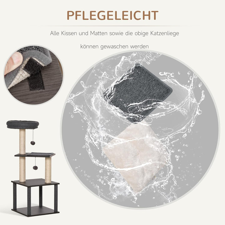 PawHut Katzenkratzbaum Katzenspielzeug Kletterbaum Spielmöglichkeiten Spielsisal Spielseil PB-Platte
