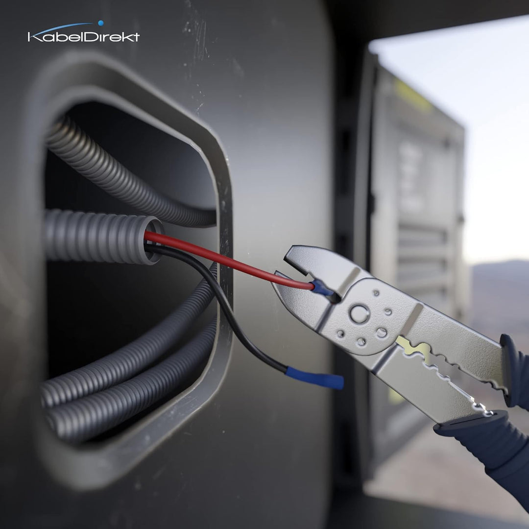 KabelDirekt – FLRY Kabel, Fahrzeugleitung, Kfz-Verkabelung – Zweier-Set rot/schwarz mit Isolierung,
