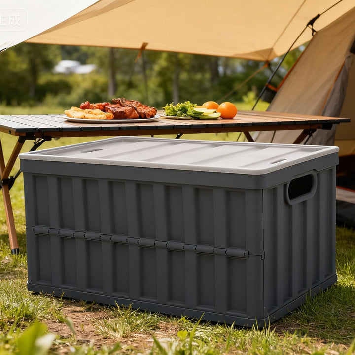 2er Set 64L klappbox Faltbar Stabil Plastik Faltbox, Campingbox Collapsible Transportbox für die Org