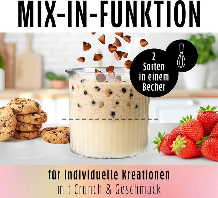 GOURMETmaxx SmoothUp Eismaschine 800 Watt | Eismaschine 10 Programme inkl. Mix-in-Funktion | Eiscrem