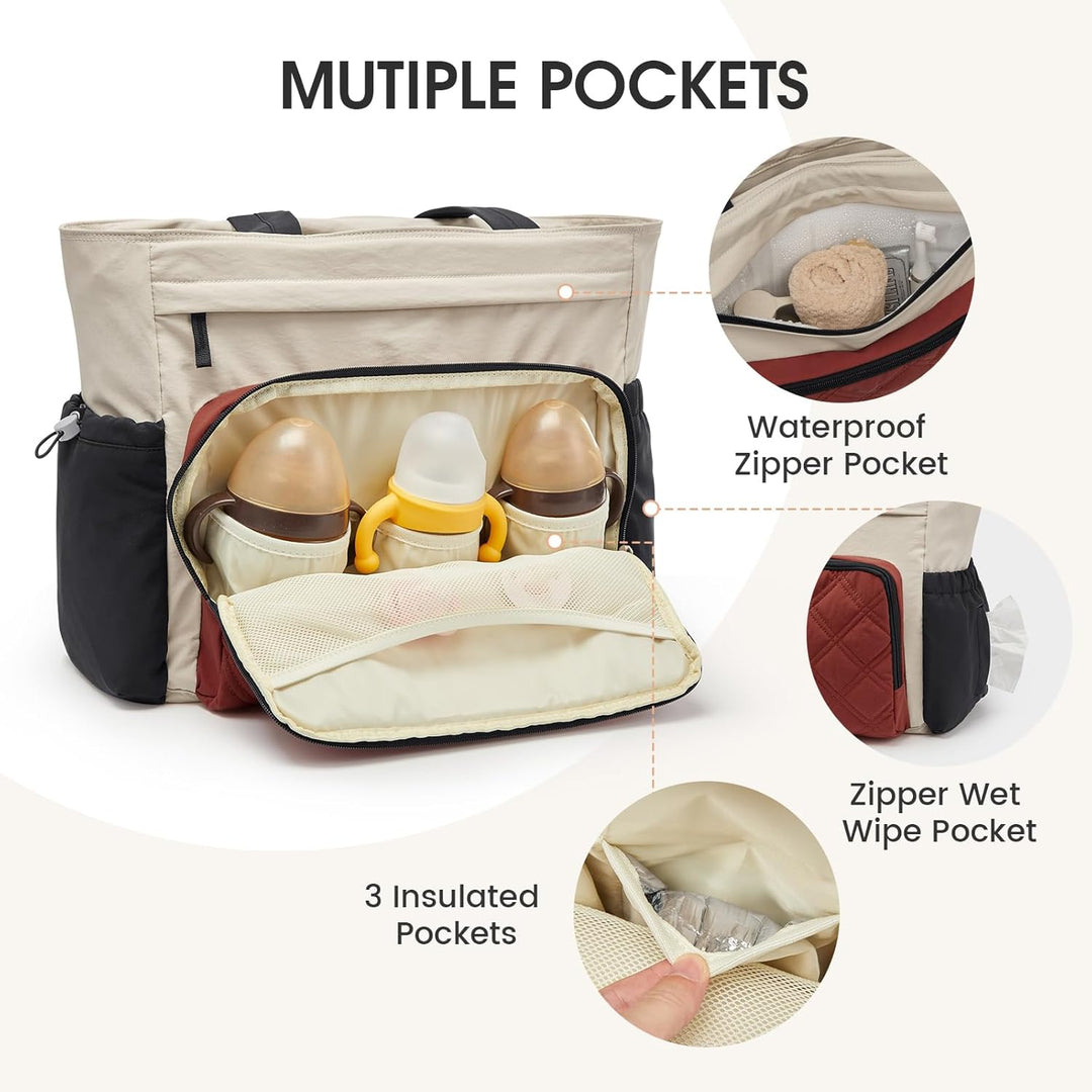 G4Free Packbare Sling-Tragetasche Wickeltasche Beige & Braun & Schwarz, Beige & Braun & Schwarz