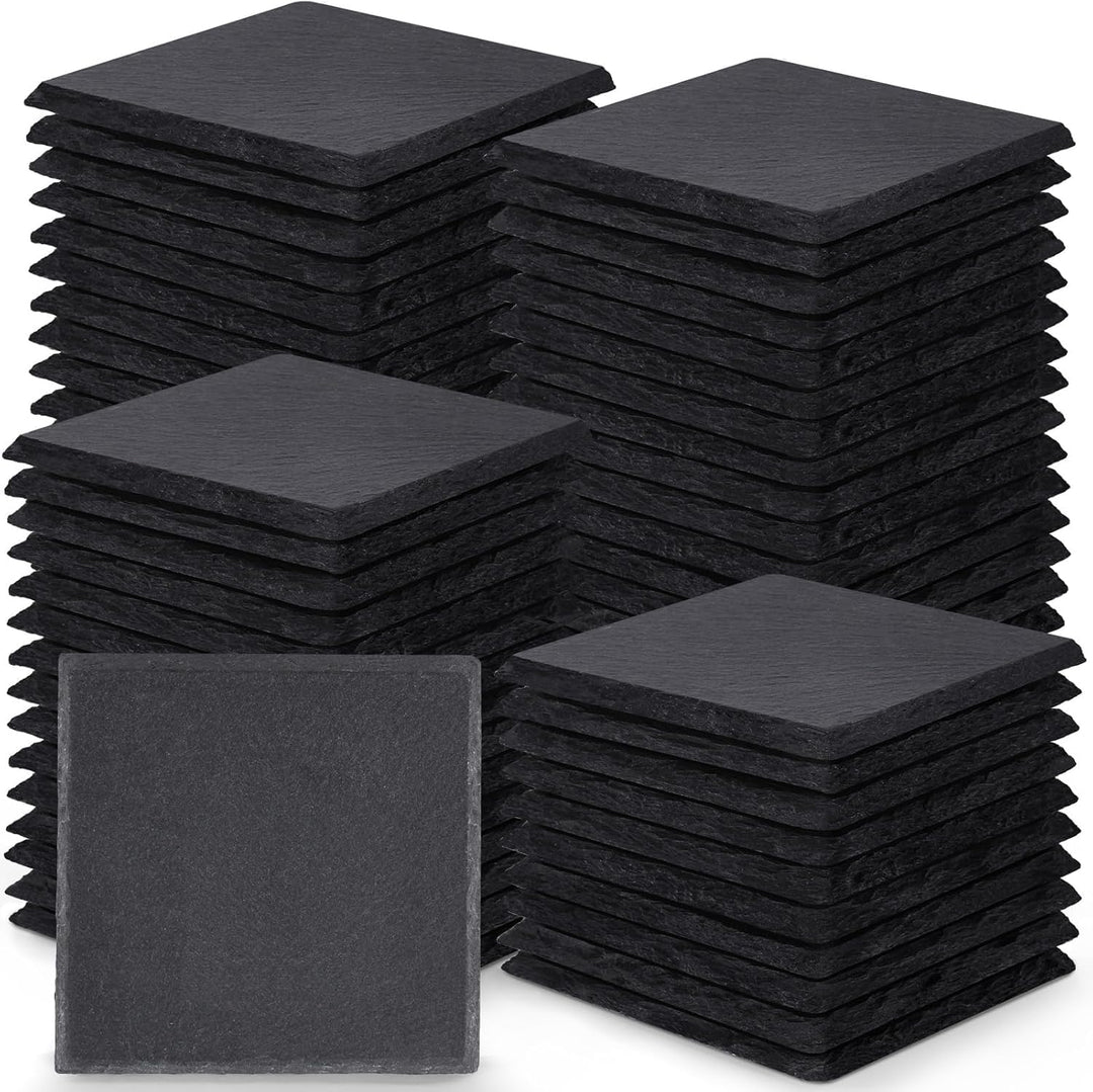 72 Stück Schiefer-Getränkeuntersetzer, GOH DODD 4 Zoll Schwarze Steinuntersetzer Set, Lasergravierte