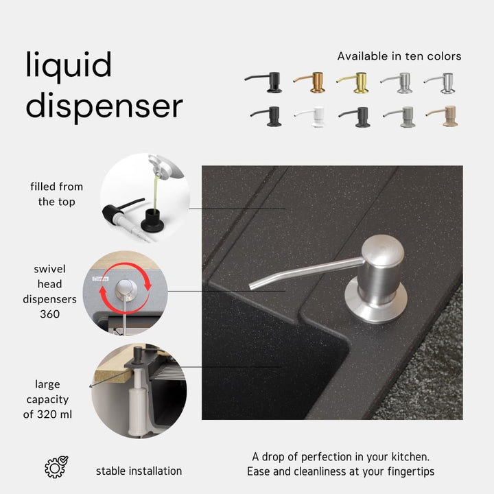 QUADRON Seifenspender Beige Metall 350ml Spülmittelspender, Nachfüllbarer Soap Dispenser, Spender Ge