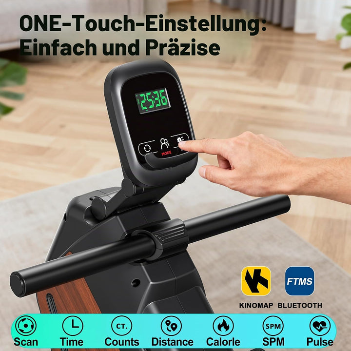 Magnetisches Rudergerät für Zuhause - 16 Stufen Widerstand (, Holzmaserung