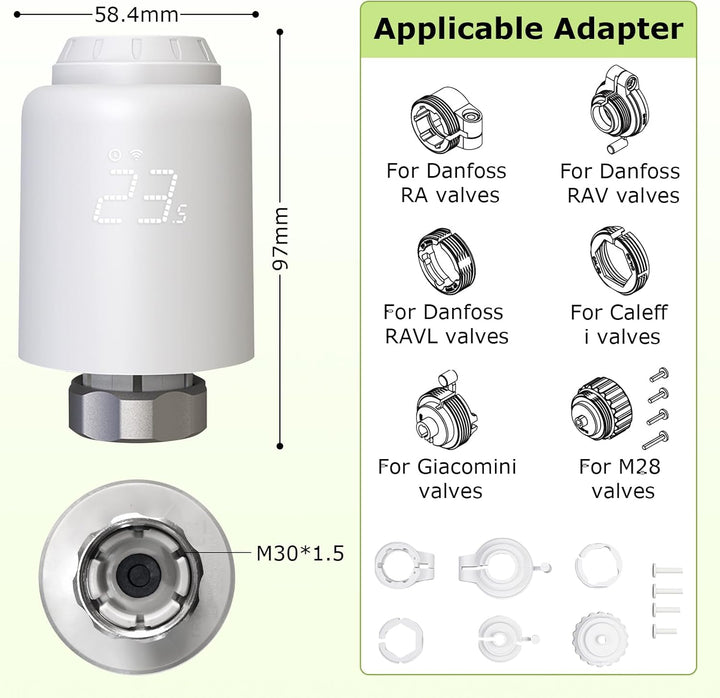 Smart Heizkörperthermostat, 3 Stück Smart Heizungsthermostat mit App-Funktion, Programmierbar Heizun