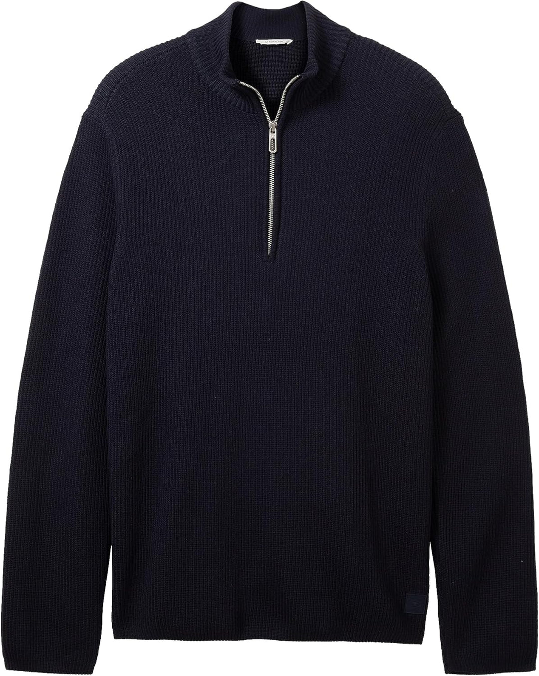 TOM TAILOR Herren Mouliné Strick-Pullover mit Troyer-Kragen L 13160 - Knitted Navy Melange, L 13160