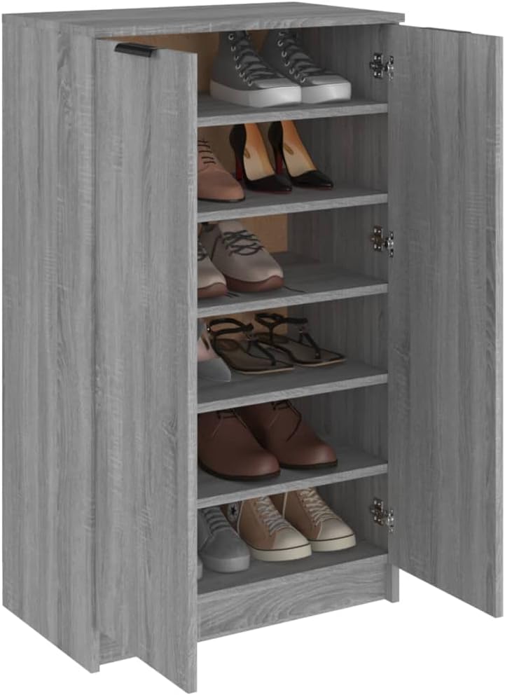 Schuhschrank mit 6 Ebenen, mit Tür, 100 cm hoch, Schuhregal, vertikaler Organizer, Aufbewahrungsschr