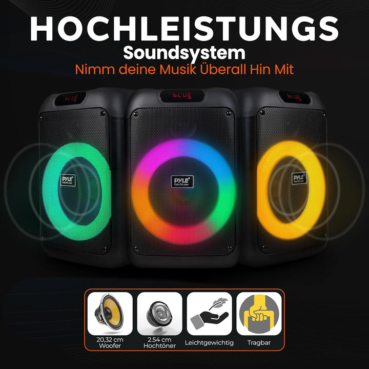 Pyle Bluetooth Party Lautsprecher, True Wireless Stereo System, Gross, Tragbar 38cm, 38cm