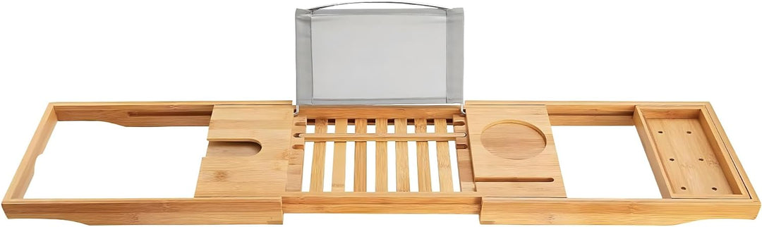 KOLMAN Badewannenablage Badewannenbrett Badewannentablett 70-104 cm Bambus Holzablage ausziehbar Wan